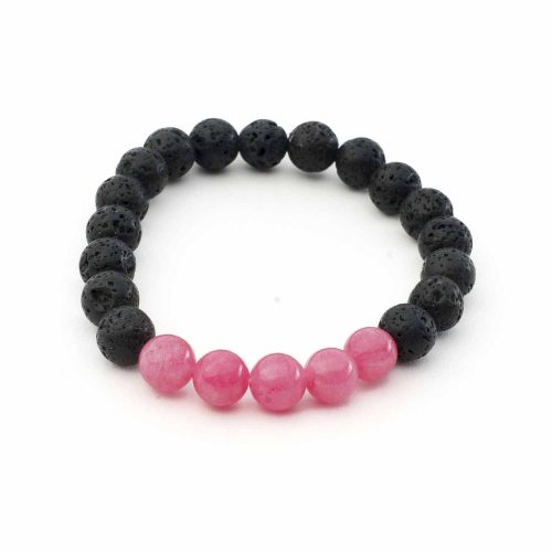 Bratara din lava vulcanica si jad roz