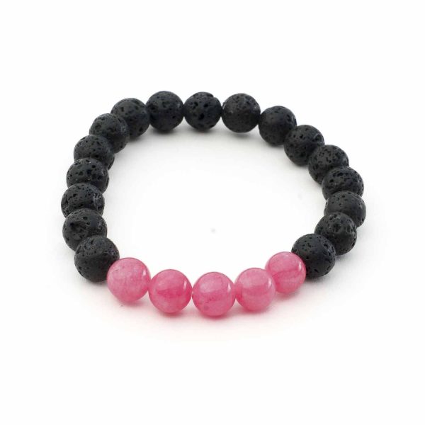 Bratara din lava vulcanica si jad roz