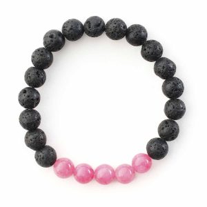 Bratara din lava vulcanica si jad roz