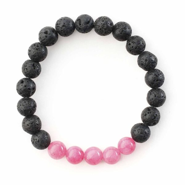 Bratara din lava vulcanica si jad roz