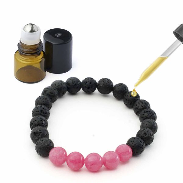 Bratara din lava vulcanica si jad roz