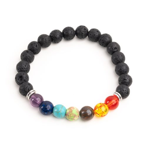 Brățară 7 Chakre din pietre naturale, 8,5 mm, pe fir elastic de înaltă calitate